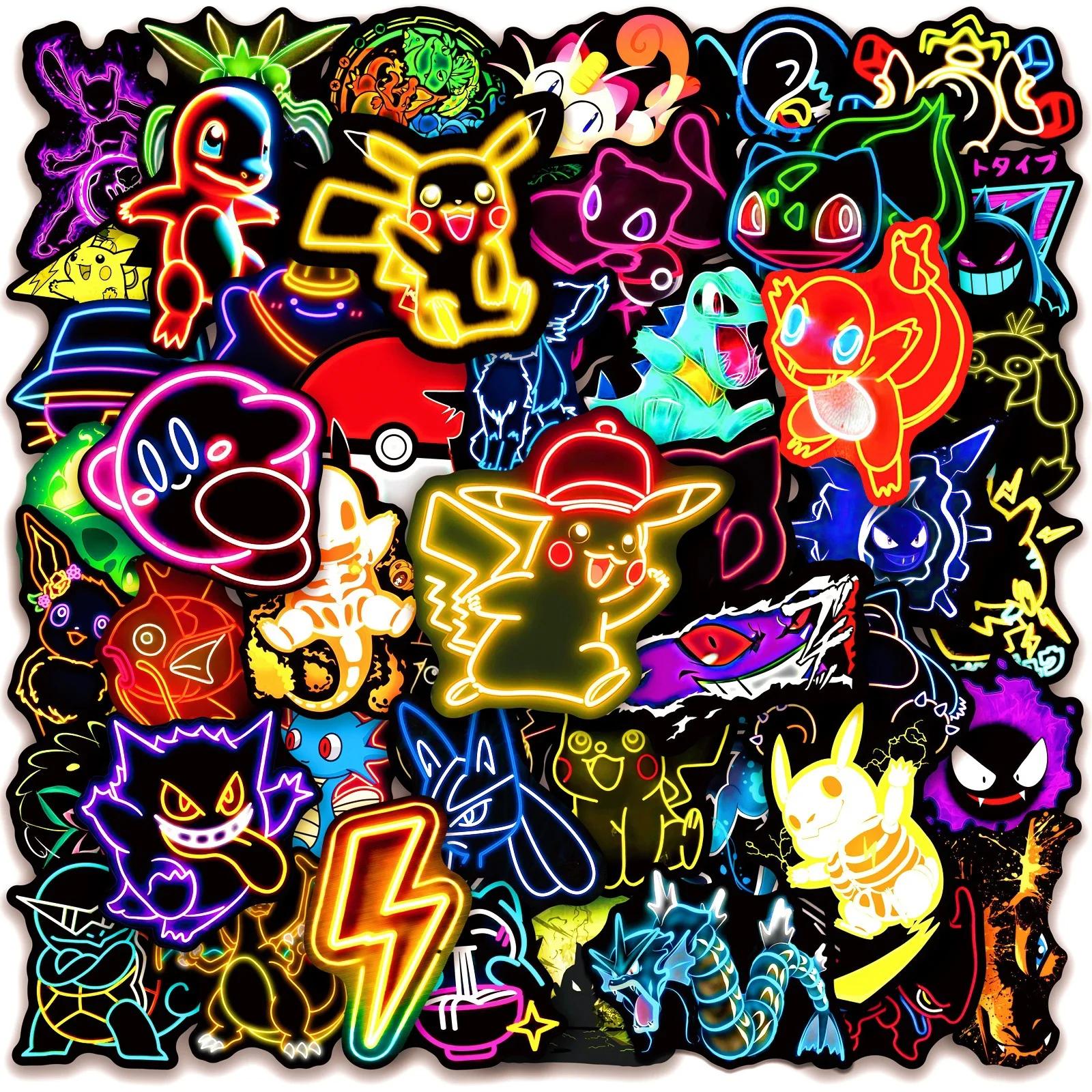 

50 шт. Неоновые милые стикеры Покемон Пикачу Каваии Наклейка для украшения ноутбука Автомобиля Скейтборда Багажа Телефона Водонепроницаемая наклейка Детская игрушка