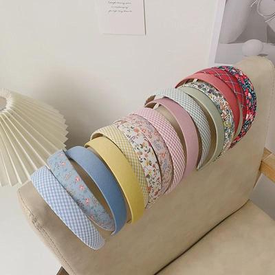 Koreanisches Retro-Stirnband mit floralem Karomuster: Französisch inspirierter Allround-Outdoor-Accessoire für Frauen