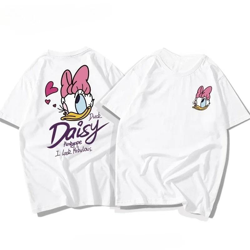 Cotton Shortsleeved Tshirt Men Women Boys Girls Spring and Summer Cute Cartoon American Donald Duck Daisy Couples Loose Top
