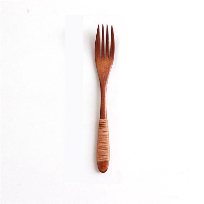 Colher de Pau Garfo Cabo com Fio Emaranhado Talheres de Madeira