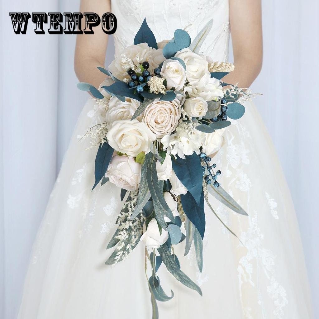 5 Arten Hochzeitsstrauß Blumen für Braut oder Brautjungfer Mädchen Rosenblüten Hochzeit Zauberstab Dekor