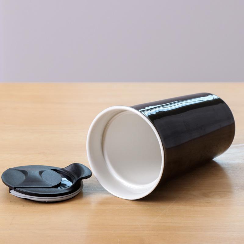Creative Push Cover Double Layer Ceramic Mug Double Layer Office Water Cup Ceramic Insulated Handy Cup Gift White Porcelain
