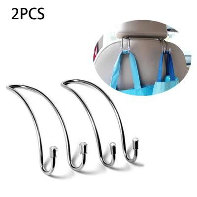 2 Stück multifunktionale Metall-Taschenhakenhalter für Autositz-Kopfstützen, für Taschen, Geldbörsen, Stoff, Lebensmittelaufbewahrung, automatischer Befestigungsclip