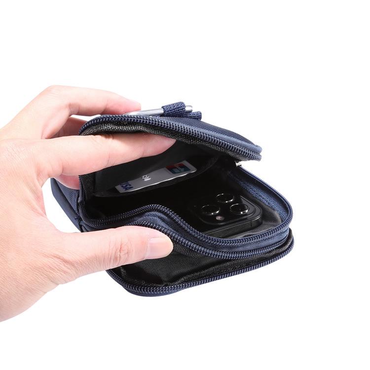 Nylon Mobile Phone Waist Bag with Double Zippers for Men