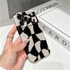 Warped Distorted Checkered Grid Black Cream Abstract Art Film Aesthetic Protective Shockproof Bumper Phone Case Cover For iPhone 14 15 16 Pro Max Plus