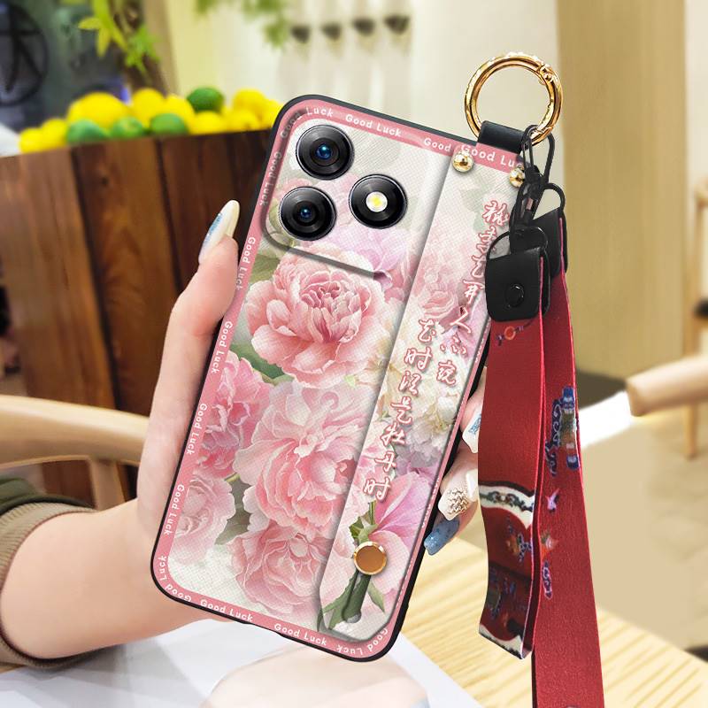 Silicone Fashion Phone Case For Ulefone Note18 Ultra Dirt-resistant Durable Lanyard Protective Back Cover Ring Kickstand