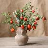 Prosperity Pomegranate Artificial Flower Arrangement for Living Room Decor - Realistic New Year Dried & Green Plant Ornament