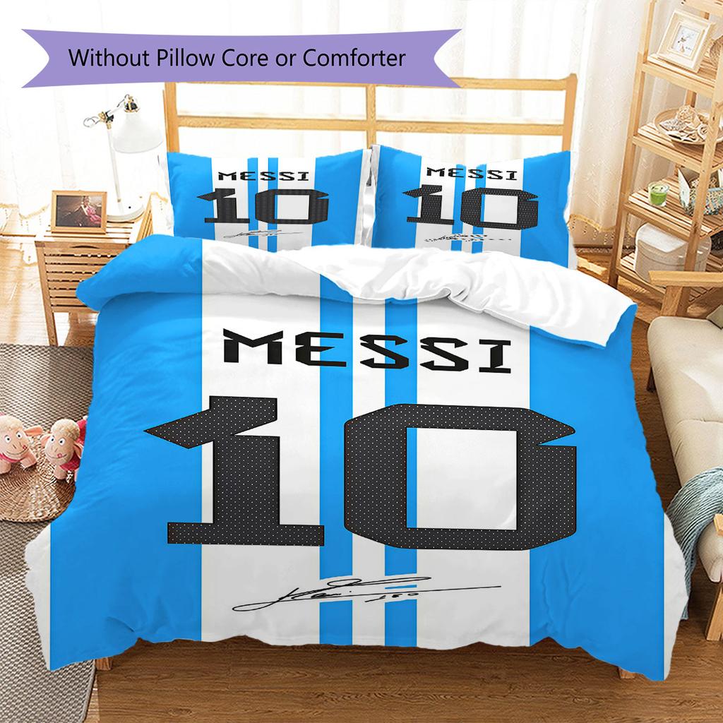 Lionel Messi Pattern Bedding,Quilt Set Quilt Cover Pillowcase Home Birthday Gift(1 * duvet cover + 2 * pillowcase, without core)