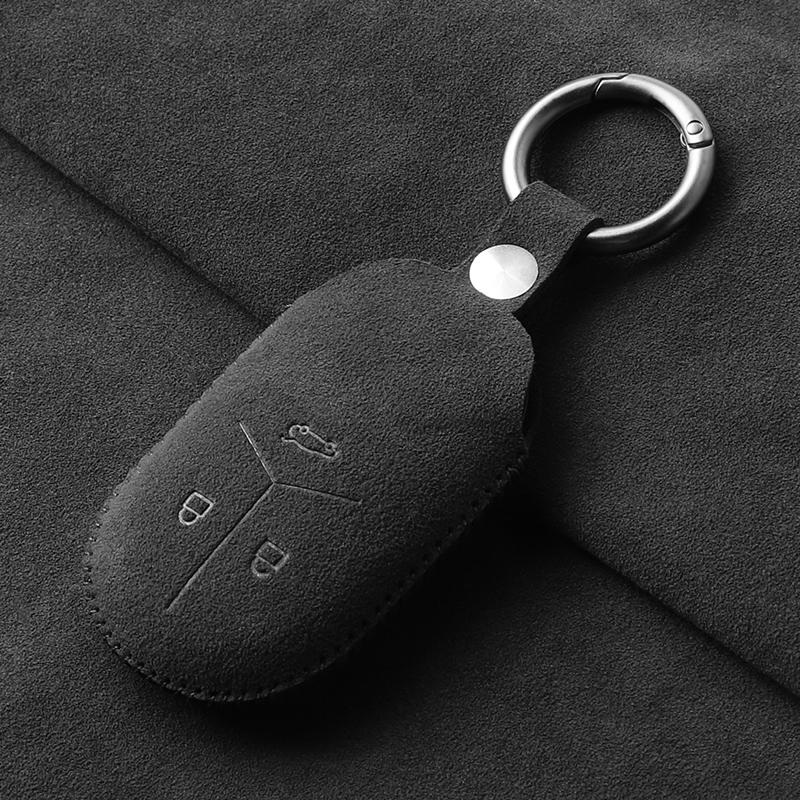 Suede Leather Car Smart Key Fob Case For Wei Lai NIO ET5 ET7 ES7 EC7 2020 2022 ES6 2019 ES8 2018Keychain Car Styling Accessories