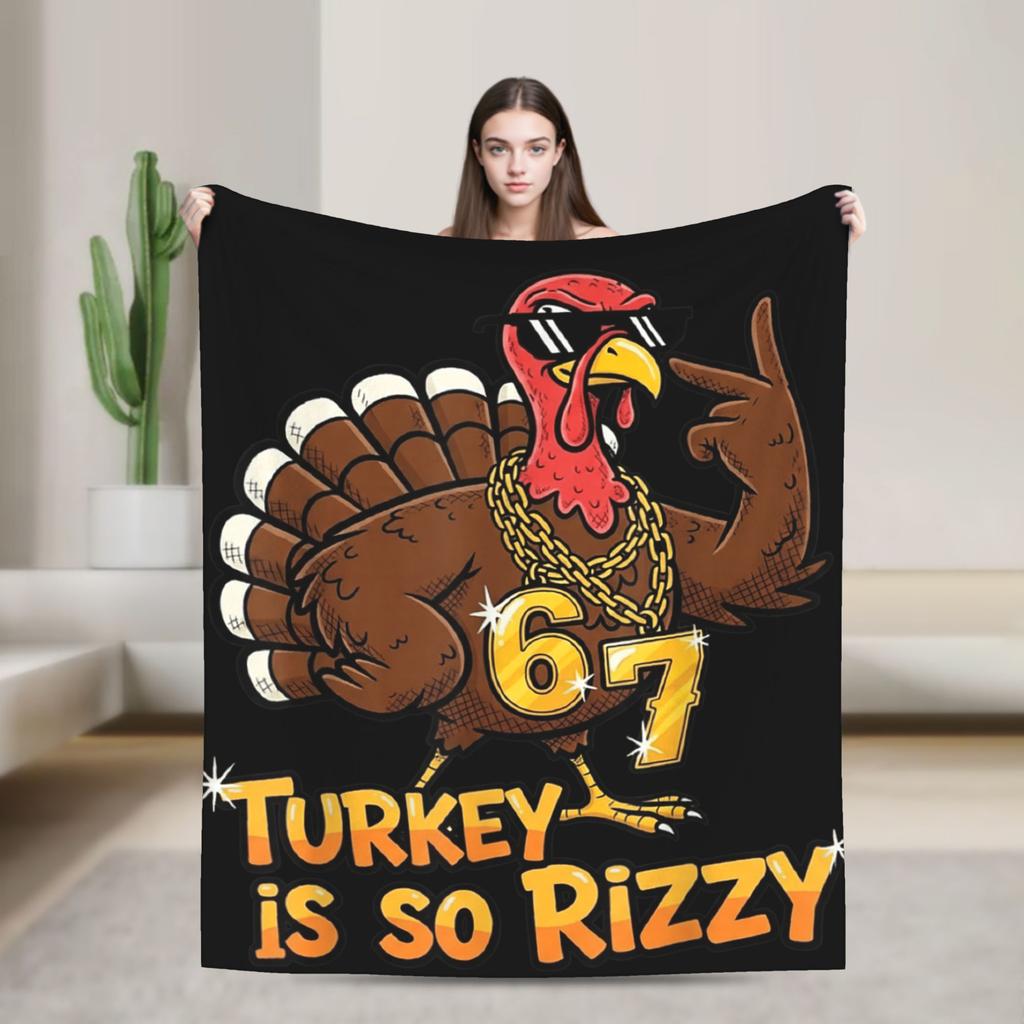 Dankbar für Sechs Sieben 6 7 Meme 67 Thanksgiving Truthahn Flanelldecken Winter Warm Weiche Überwurfdecke Schlafzimmer Bettüberwurf