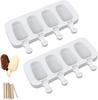 Popsicle Molds Set of 2 Ice Pop Molds Silicone 4 Cavities Ice Cream Oval Cake Pop Mold with 50 Wooden Sticks for DIY Popsicle