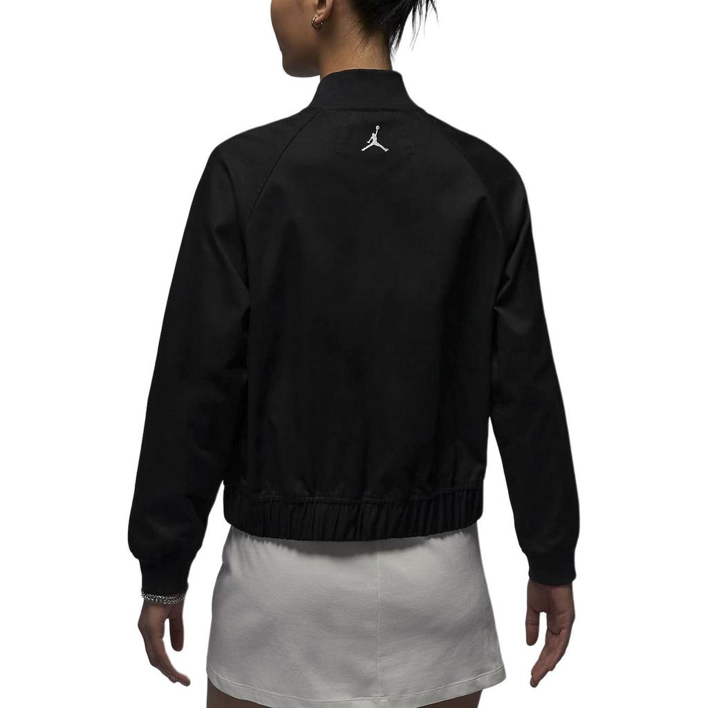 Jordan Solid Color Elastic Hem Casual Long Sleeve Jacket Women Jacket Black Sail-White FN5787-010