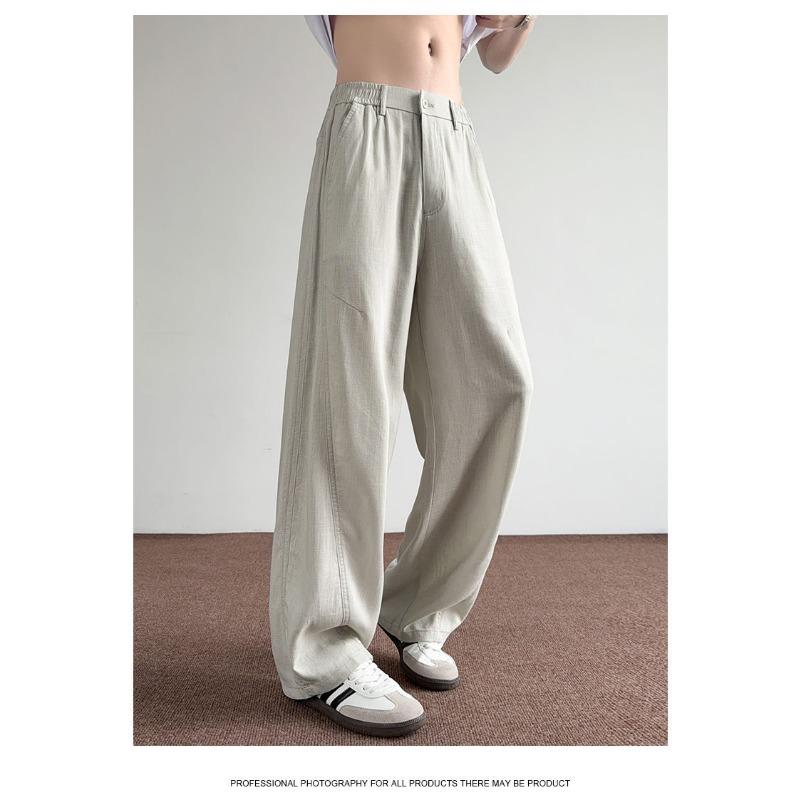 Men S Summer Loose Straight Wide Leg Curved Thin Casual Pants