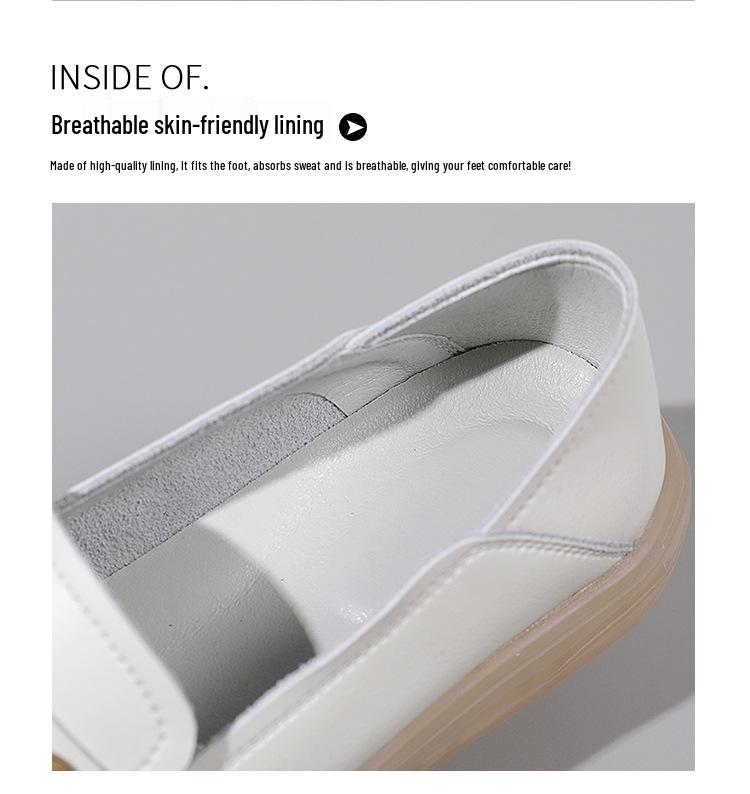Damen Loafer im koreanischen Stil aus weichem Leder mit Metallschnalle - Herbst/Winter Lässige vielseitige Schuhe