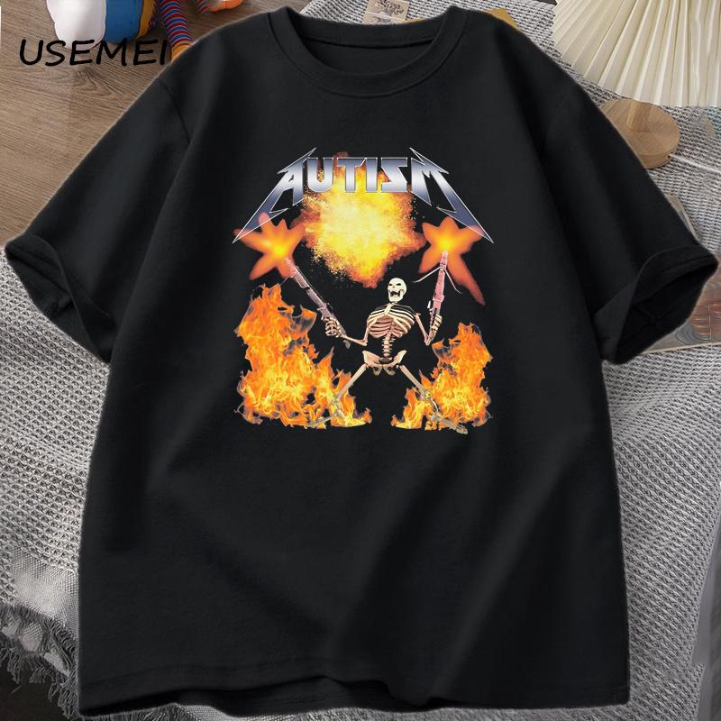 Autisme Meme T-shirt Casual Katoen Korte Mouw T-shirt Humor Geprint Retro Korte Mouw T-shirt Unisex Streetwear Tops