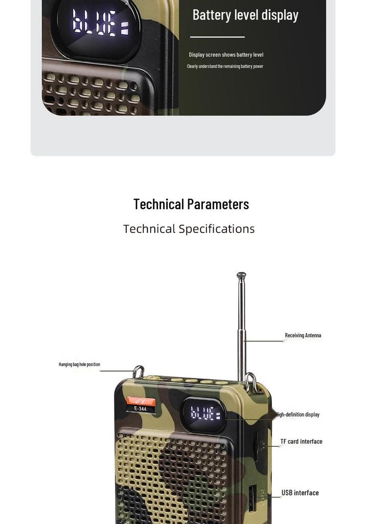 Camouflage Wireless Megaphone for Outdoor and Teaching with Remote Playback