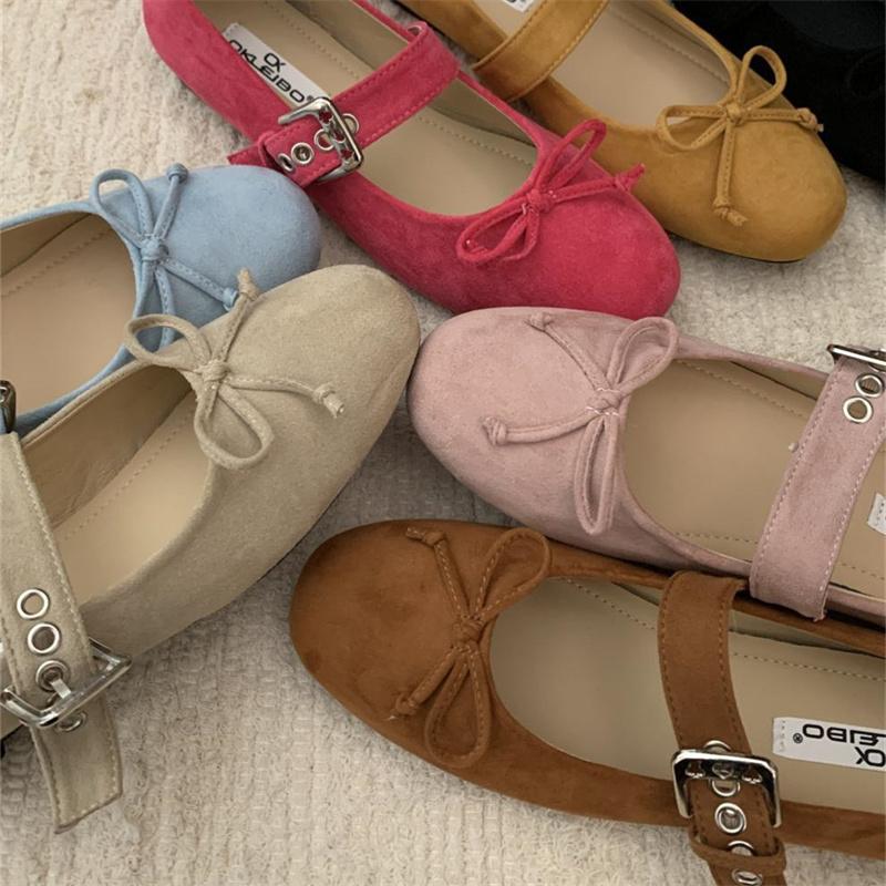Fashion IPPEUM Velvet Ballet Flats Round Toe Buckle Mary Jane Shoes 2025 New Summer Ballerinas Zapatos Mujer