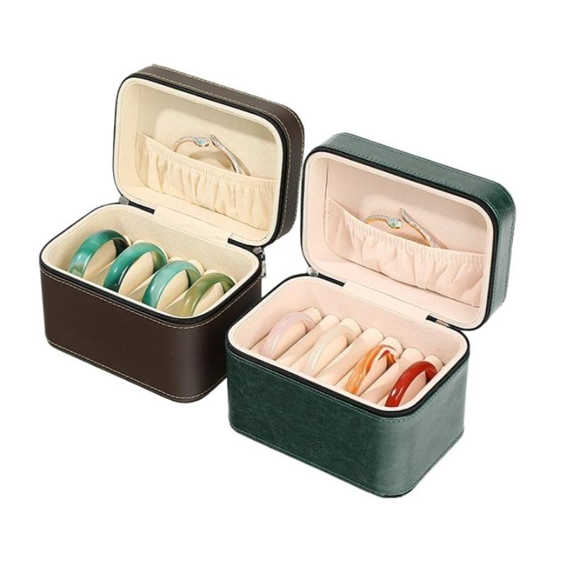 Boîte à Bijoux en Cuir Boîte à Bijoux de Poche Rangement Bracelet Étuis de Protection Boîtes de Rangement Bagues Organiseur de Boîte à Bijoux à Compartiments Divisés