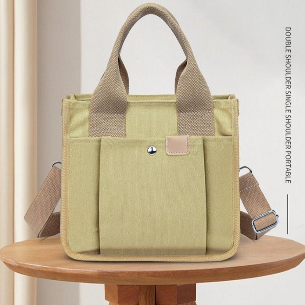 Zipper Japanese Style Crossbody Bag Handheld Solid Color Tote Bag Canvas Shoulder Bag Students