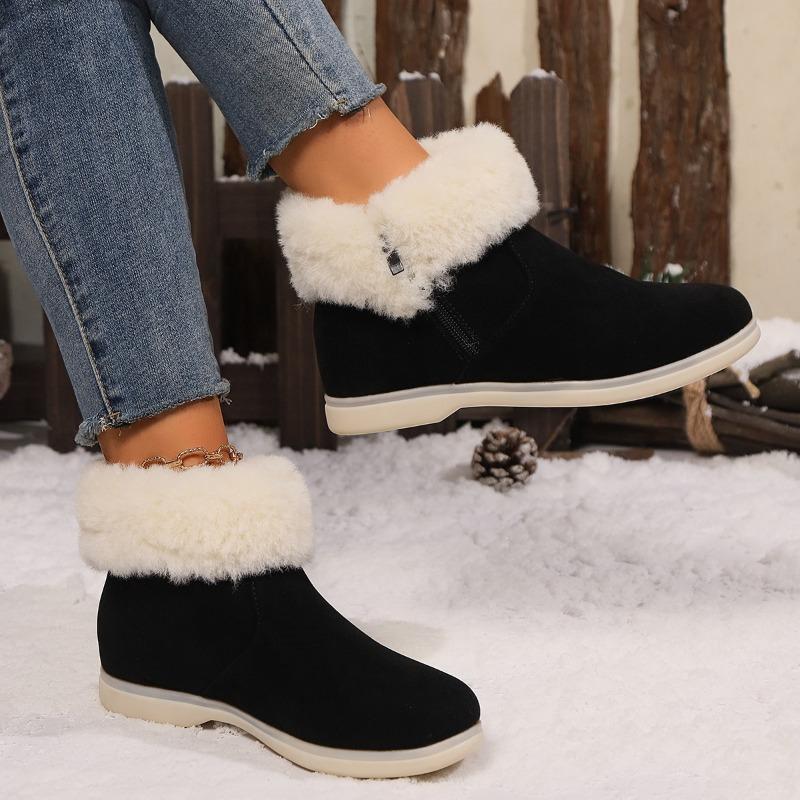 Neue Übersee-Außenhandel große Größe Herbst und Winter neue niedrige Schaftweite Wildleder Baumwollschuhe Schneeschuhe Low Top Plüschrand Damenstiefel
