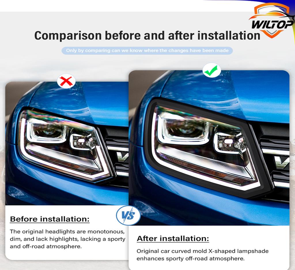 Headlight Tail Light Covers For Volkswagen Amarok VW 2009-2025 Front Rear Lamp Hoods Trims Matte Black Car Exterior Accessories