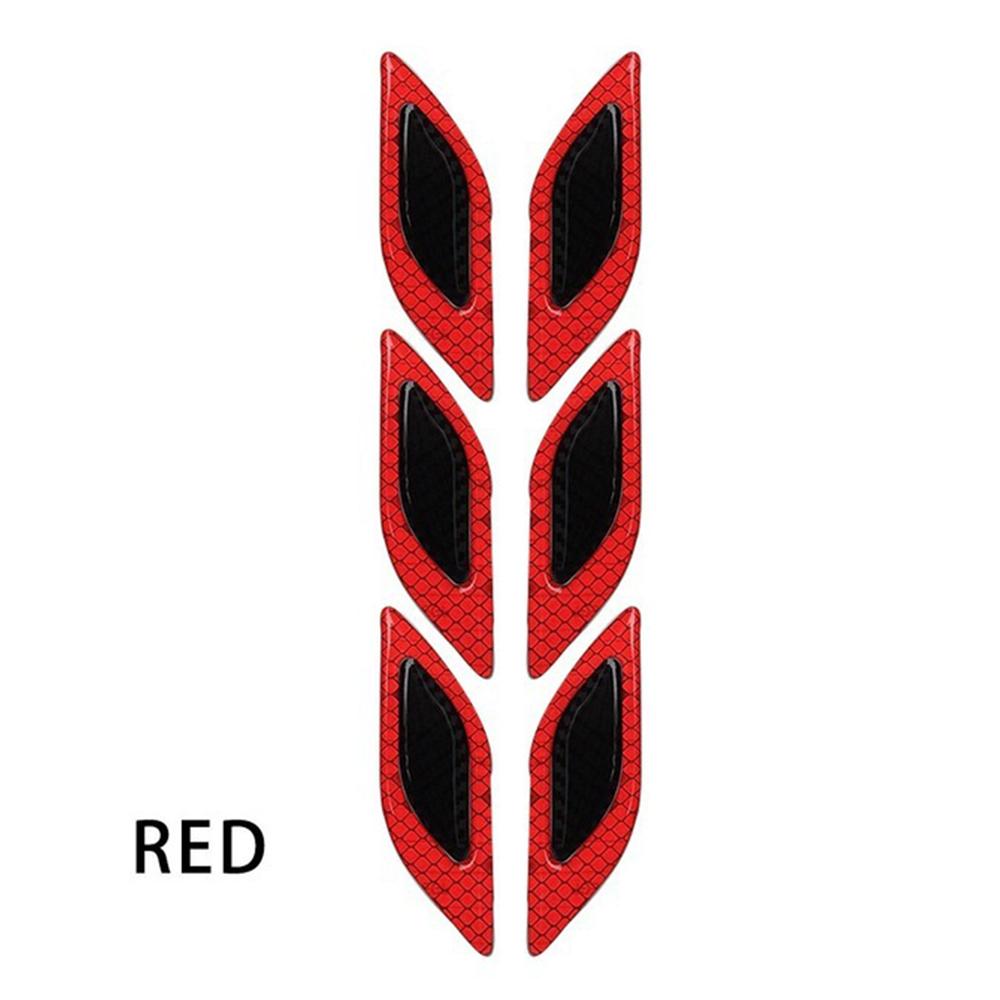6pcs/Set Car Reflective Stickers Anti-Scratch Carbon Fiber 3D Car Styling Reflective Strips Night Safety Warning Reflector Tape