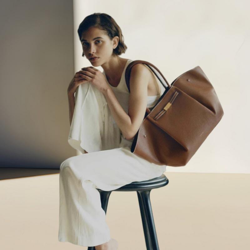 Demellier Wing Large Genuine Leather Tote Handbag