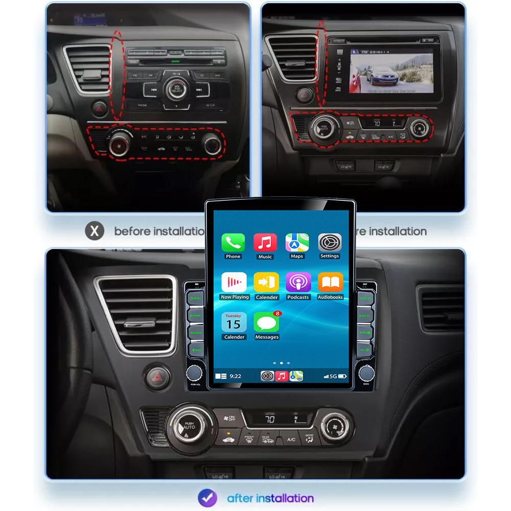 9.7inch Android 13 Car Radio For Honda Civic 9 2013 - 2016 Stereo Wireless Carplay Auto Navigation GPS Multimedia Player
