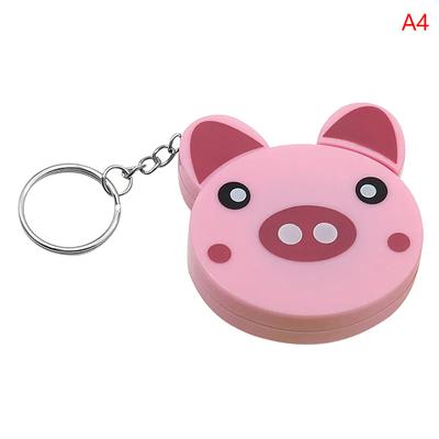 Fita métrica de desenho animado 0-150 cm 0-60 polegadas mini chaveiro portátil em forma de animal fofo fita métrica automática panda sapo porquinho tigre