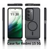 Etui magnetyczne na telefon o uczuciu skóry dla Xiaomi Redmi 15 4G 171,1 mm 5G 169,5 mm Magsafe Bezprzewodowe ładowanie Rama TPU Plastikowa tylna osłona