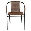 Set of 2 Modern Rattan Stack Chairs Indoor/Outdoor Patio Curved Back Cross Bracing Brown, Customized