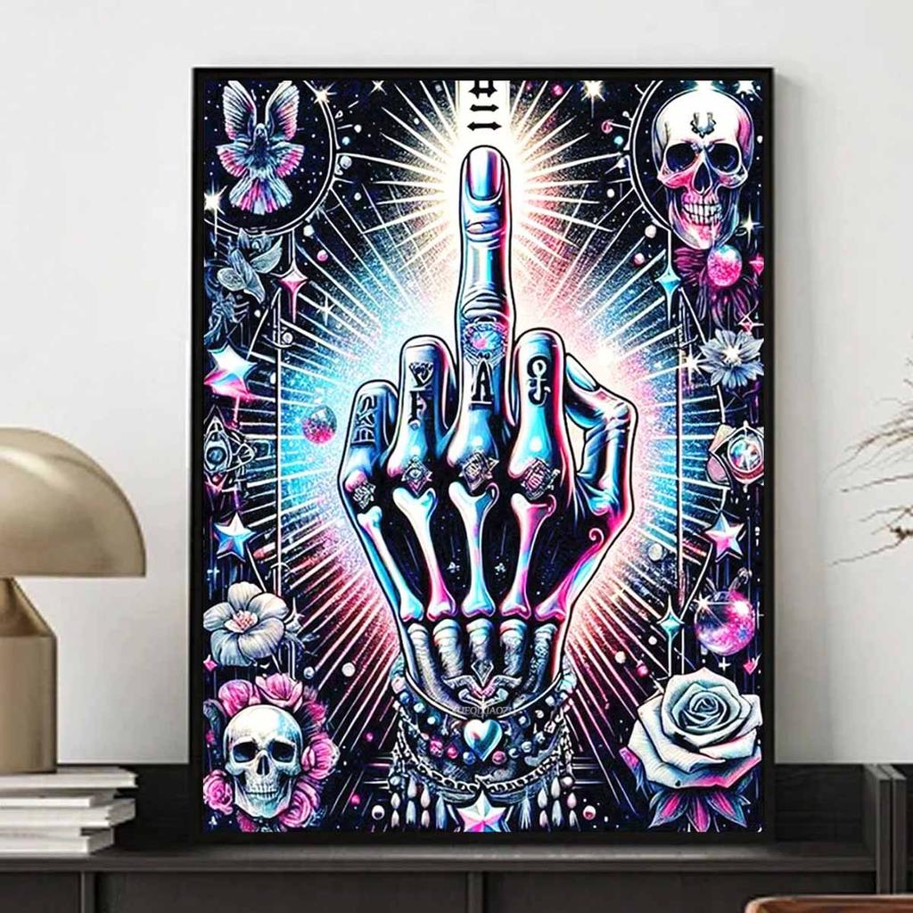 Full Round Diamond Painting Middle Finger Art Rhinestone Picture Mosaic DIY 5D Cross Stitch Embroidery Home Decoration