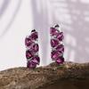 Simple Design 925 Sterling Silver Earrings Natural Triangle 4.0mm Rhodolite Garnet Fine Jewelry for Women's Daily and Party Wear