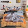Set Copripiumino 3D Gatto Adorabile, Set Biancheria da Letto Carino Gatto Domestico Taglia Matrimoniale Queen King, Copripiumini di Lusso Animali Carini Regali Tessili per la Casa