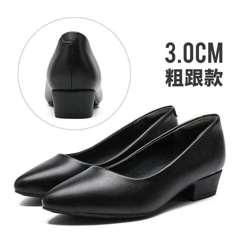 

Ladies Genuine Leather Black OL Office Shoes Spring Autumn Fashion Work Shoes Thin Heel Sexy Etiquette Dress Shoes Womens Pumps 40
