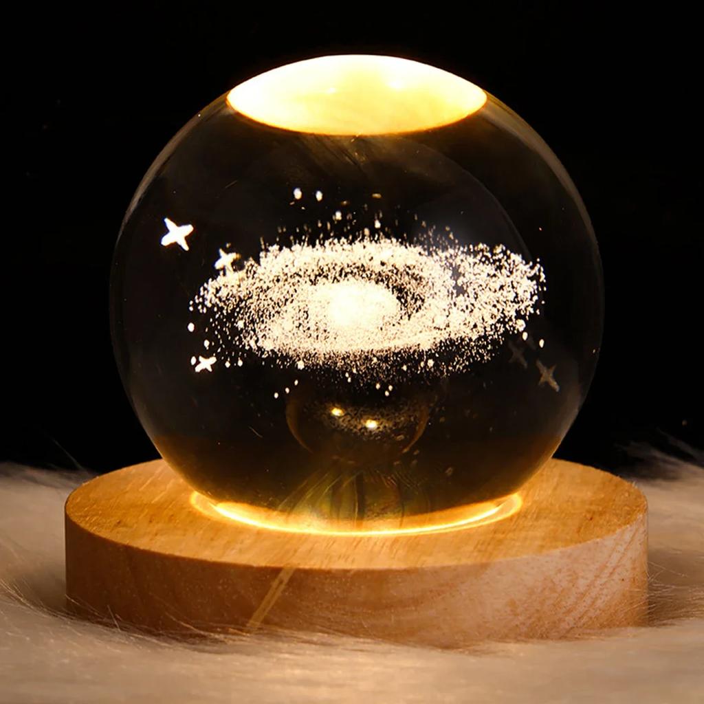 3D Crystal Ball Night Lights Glowing Planetary Galaxy Planet Moon Astronomy Ball Lamp Kids Bedroom Home Decor Birthday Gifts