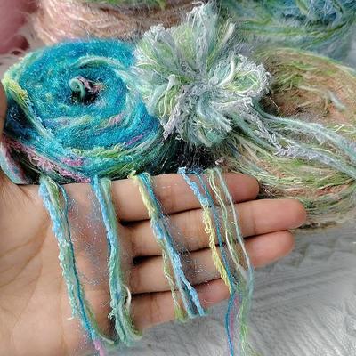 50g Sparkling Hair Gradient Mixed Yarn,multiple Strands Soft Fancy Mixed,DIY Hats,bags,woven Crocheted Dolls,hand Account Yarn