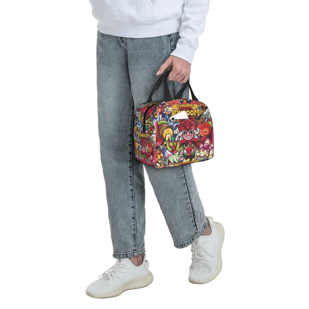 Cookie Run Kingdom Game Cartoon Resuable Lunch Boxes for Multifunction Anime Cooler Thermal Food Insulated Lunch Bag School