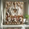 Simple Swan Shower Curtain Set - Geometric Animal Pattern, 3D Design, Includes 12 Hooks, Polyester Fabric, Modern Bathroom Decor