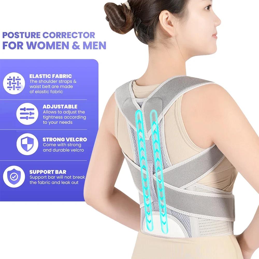 1Pcs Posture Corrector For Women And Men, Adjustable Back Brace, Breathable Shoulder Support Straightener, Providing Pain Relief