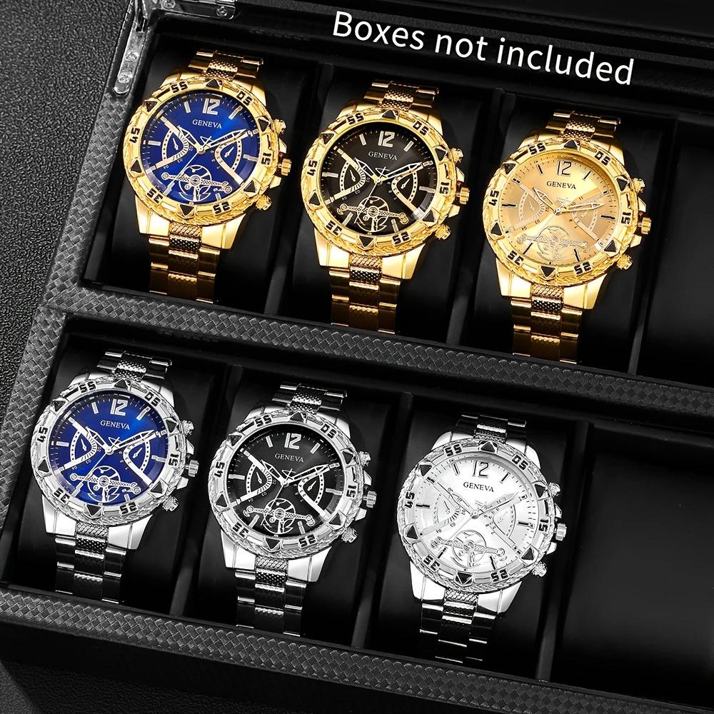 Men's Steel Belt Watch Men's Premium Sense Large Dial Business Watch Automatic Glass Quartz Watch
