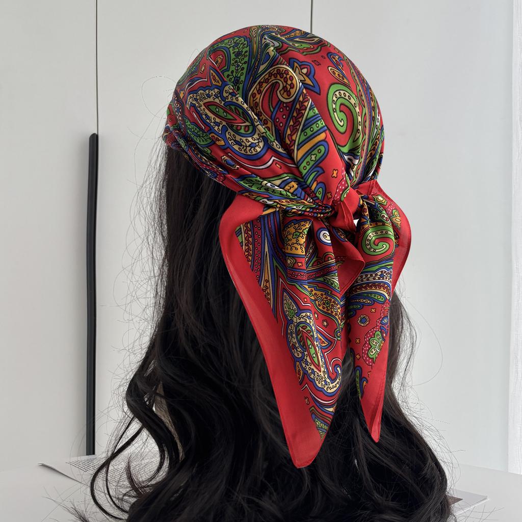 1 Pcs 27.5 Inches Satin Head Scarf Silk Like Hair Scarf Stain Bandana Hair Wrap Neck Scarf For Women(Brown)