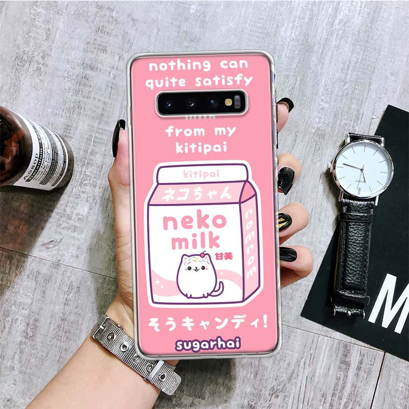 Kawaii Japanese Strawberry Milk Box Phone Case For Samsung Galaxy S26 S25 Edge S24 S23 FE S22 Ultra S21 Plus S20 + Fundas Cover
