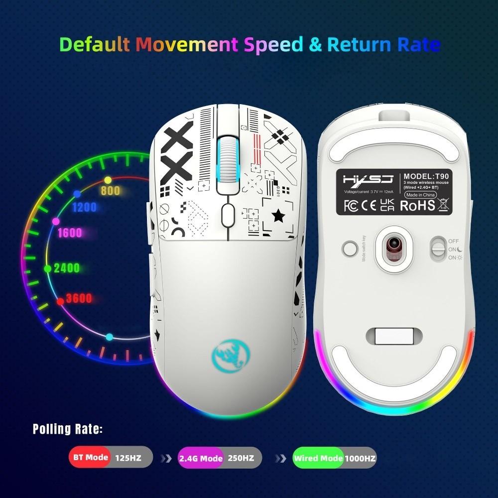 Cool Print Wireless Gaming Mouse 3-mode Wireless Bluetooth Mouse Laptop Wireless Mouse  Laptop