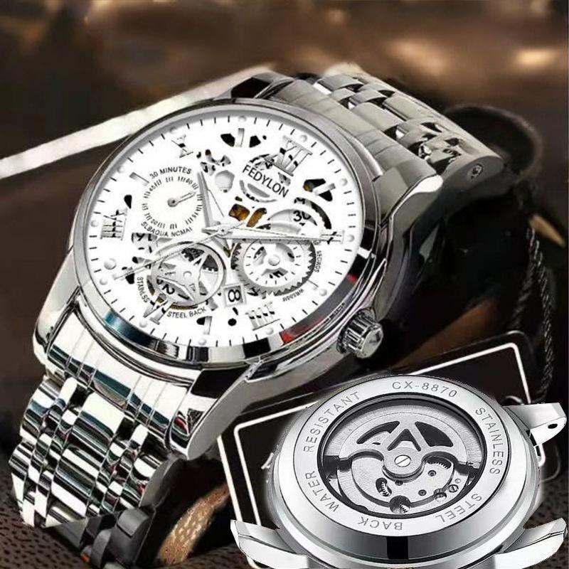 Men's Non-mechanical Watch Fully Automatic Waterproof New Large Dial Hollow Men's Watch