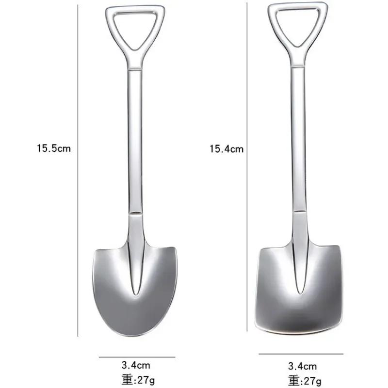1PC Stainless Steel Shovel & Point Spoons Coffee Tea Spoon Ice Cream Dessert Tip Scoops Cutlery Tableware Set Kitchen Tools