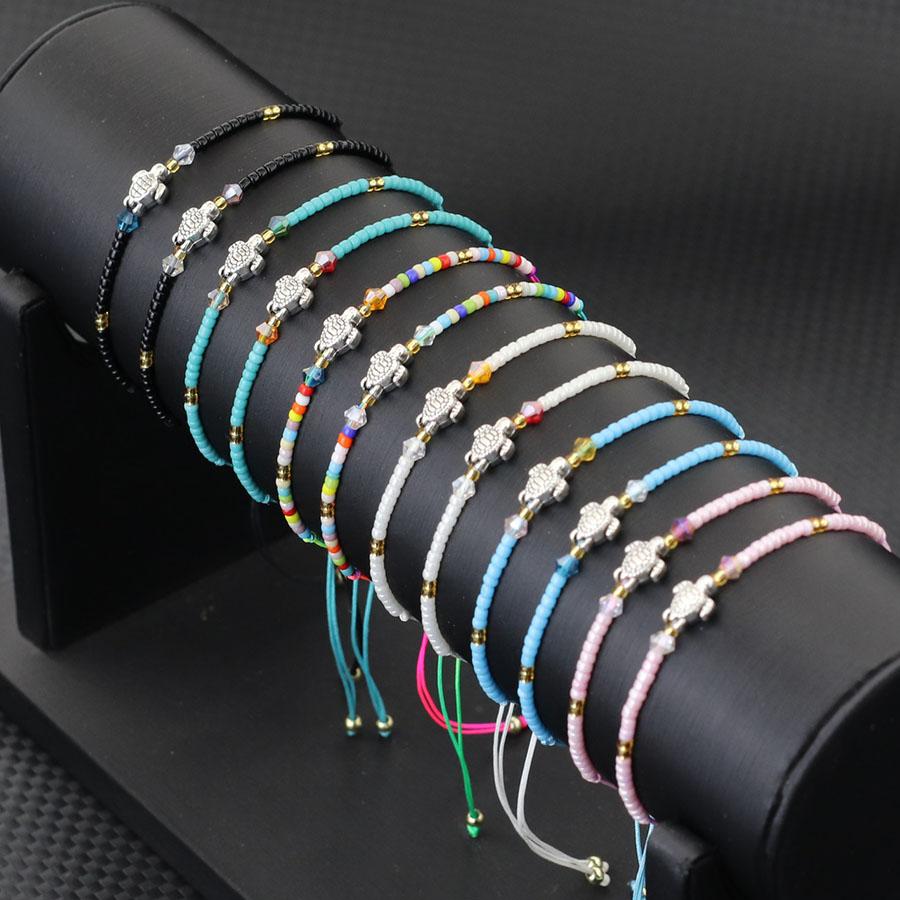 Neues handgeknüpftes dünnes Schnurarmband für Männer und Frauen, Strand, Surfen, Schildkröten-Armband, Bohemia Samenperlen-Armband, Valentinstagsgeschenk