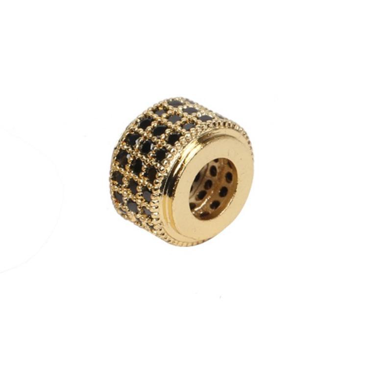 10 Pcs/lot Geometric Circular Micro Inlaid Zircon Charms DIY Large Hole Spacer Beads for Jewelry Making Supplies Wholesale