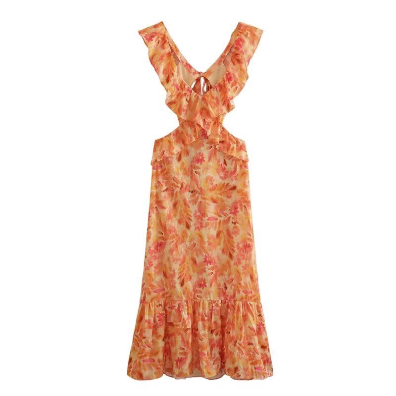 

Women s New Fashion Wind Laminated Midi Skirt Dress Multicolor XS