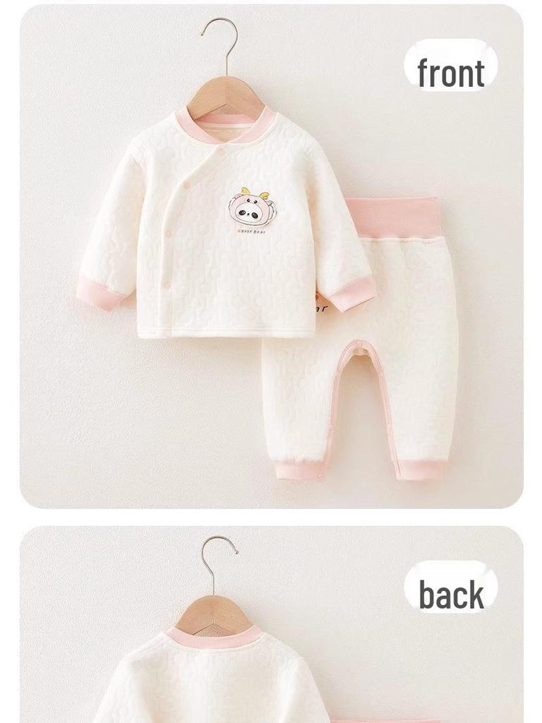 Jingqi Baby Autumn High-Waist Warm Cotton Clothes Set for Boys and Girls